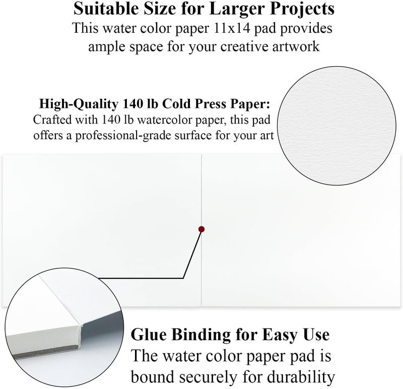 Ogfu Water Color Paper 11x14, 16 Sheets(32Pages) Large Drawing Pad, 140 lb Cold Press Watercolor Paper 11x14, Art Paper for Watercolor Painting and Acrylic, Drawing & Art Supplies. - Image 2